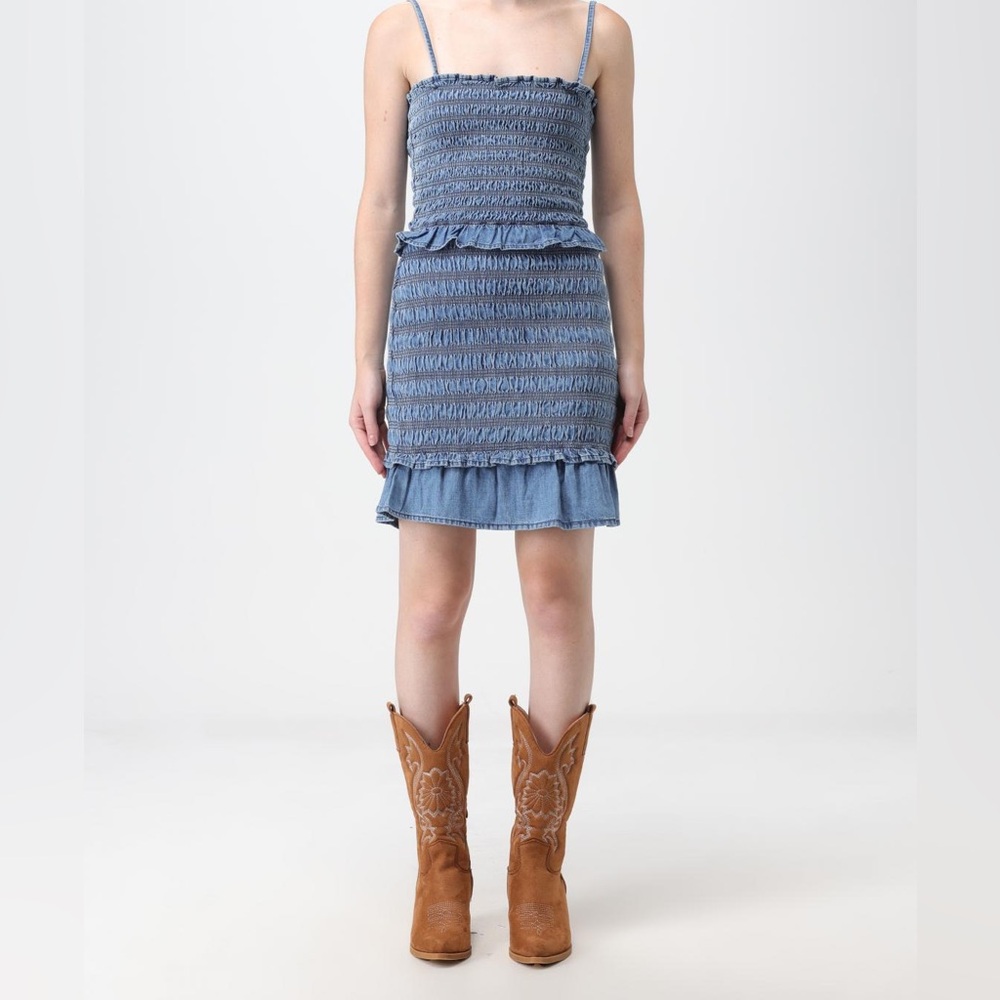 Isabel Marant Blue Smocked Mini Pencil Dress